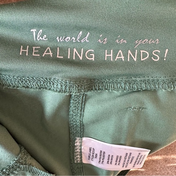 Helping Hands Purple Label Green Scrub Pants LP Woman’s 5 Pocket Elastic Waist - Picture 6 of 9